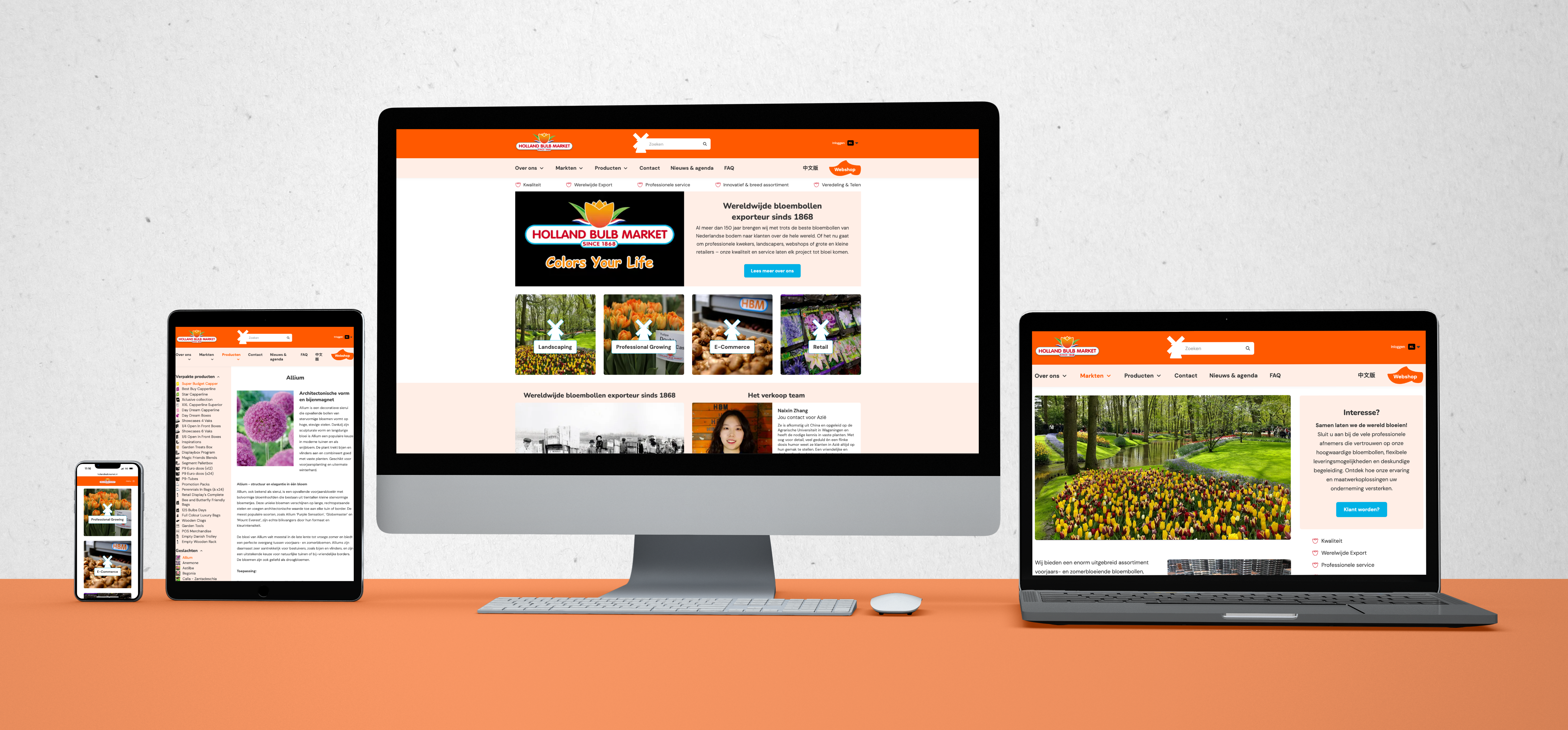 Holland Bulb Market, Wereldwijde bloembollen export in een meertalige webshop - Schermvoorbeeld 1 Holland Bulb Market - Schermvoorbeeld 1