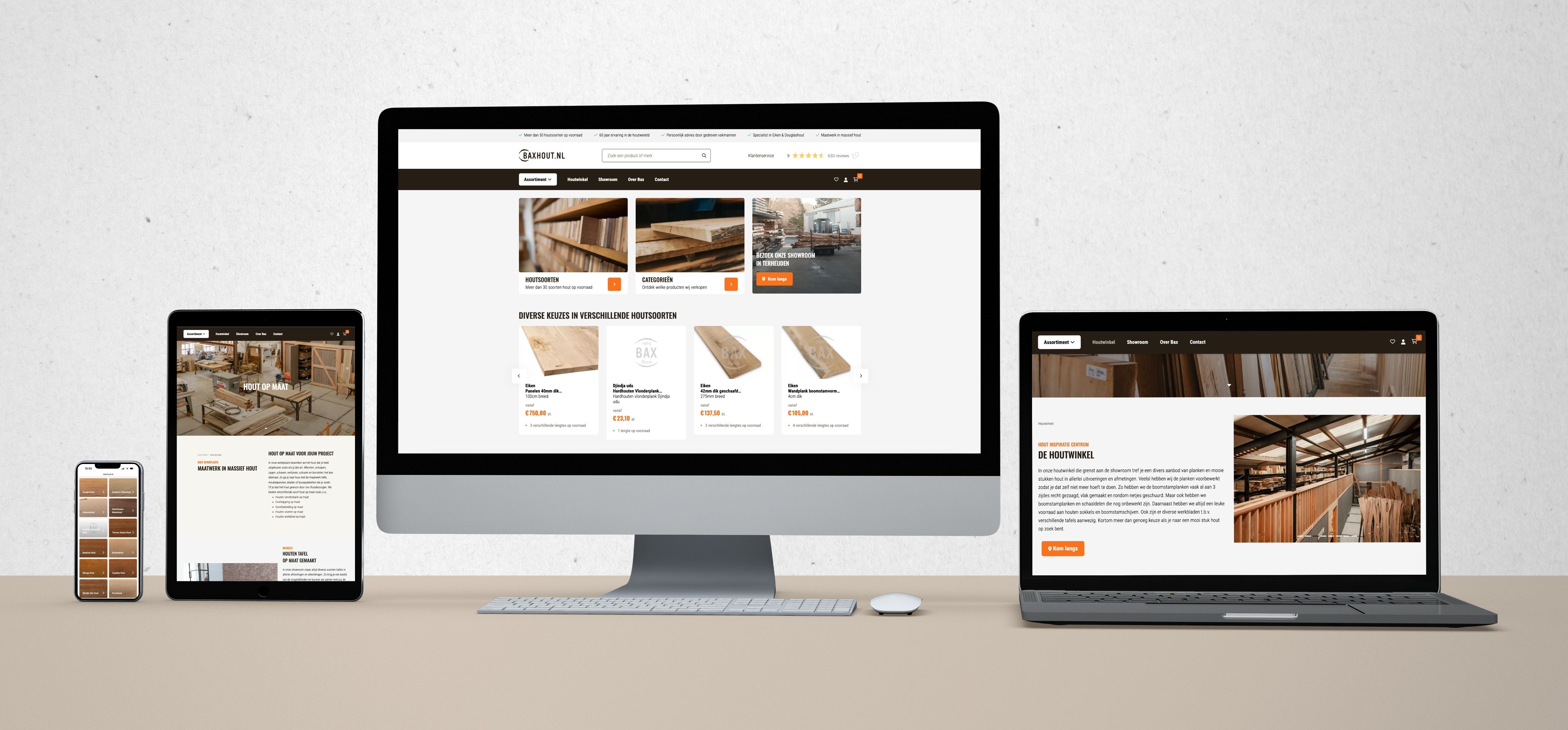 Bax Hout, Webshop die kwaliteit en professionaliteit van Bax Hout uitstraalt - Schermvoorbeeld 1 Bax Hout - Schermvoorbeeld 1